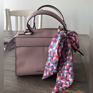 Steve Madden Mauve Satchel with Geometric Scarf 8”Wx6”Hx4”D